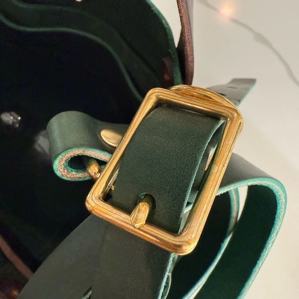 KMM & Co. handmade in USA mini leather tote-green cheaha - Picture 5 of 6